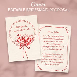 Editable Be My Bridesmaid Card, Whimsical Bridesmaid Proposal Canva Template, Hand-drawn Doodle Bridesmaid Invite,  Funky Bridesmaid Card