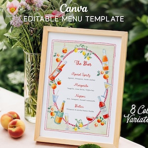 Editable Hand-Drawn Drinks Menu, Printable Cocktail Sign, Colorful Bar Menu Canva Template, Whimsical DIY Drinks Menu, Handwritten Bar Menu