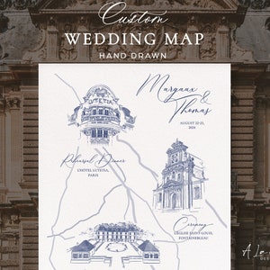 Custom Wedding Map Illustration, Hand Drawn Wedding Venue Map Invitation, Illustrated Venue Invite, Destination Wedding Invitation