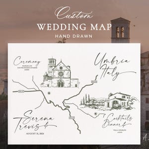 Hand Drawn Custom Wedding Venue Map, Bespoke Illustrated Itinerary ...