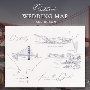 Custom Wedding Map Invitation, Hand Drawn Wedding Venue Map Illustration, Illustrated Venue Invite, Destination Wedding Invitation