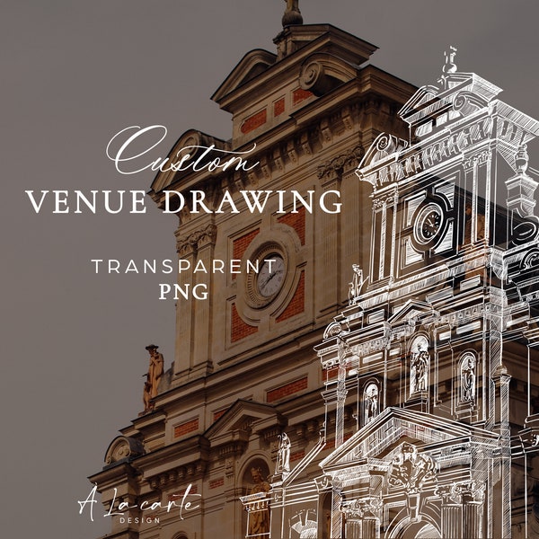 Custom Wedding Venue Illustration, Wedding Venue Sketch Invitation, Custom Architectural Sketch, Illustrated Venue Drawing Wedding Invite