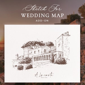 Add-on One Venue Sketch For Custom Wedding Map Illustration, Hand Drawn Wedding Venue Sketch