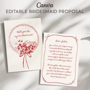Editable Be My Bridesmaid Card, Whimsical Bridesmaid Proposal Canva Template, Hand-drawn Doodle Bridesmaid Invite,  Funky Bridesmaid Card