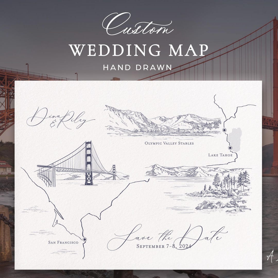 Hand-drawn Custom Wedding Venue Map, Bespoke Illustrated Itinerary ...