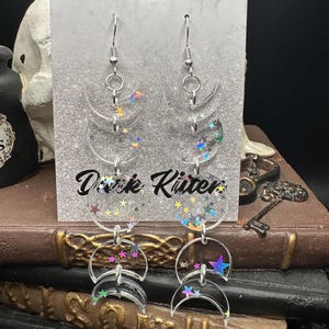 Moon Phase Acrylic Earrings, Witchy Earrings, Acrylic Moon Phase Dangle Earrings, Lunar Moon Earrings, Celestial Moon Phase Earrings