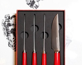 ORIGINAL FERRARI 4 Steak Knives Steak Knives Made in Italy Cavallino Restaurant (Home Supplies F1 LeMans Silverware Cutlery Knives)