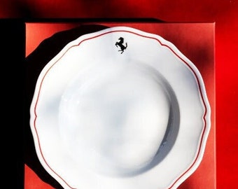 ORIGINAL FERRARI 2 Soup Plates 24 cm Porcelain Richard GINORI Made in Italy Cavallino Restaurant (Home Supplies F1 LeMans GT3)