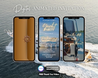 Yacht Invitation, Boat Party Animated Invitation, Editable Yacht Party Video Invitation, Boat Digital Invitation, Yacht Party Video Invite