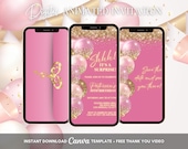 Surprise Party Invitation, Pink and Gold Surprise Animated Invitation, Surprise Birthday Video Invitation, Shhh Surprise Party Video Invite