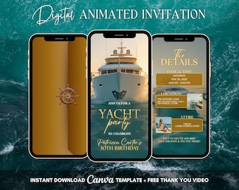 Yacht Party Invitation, Boat Party Animated Invitation, Editable Yacht Party Video Invitation, Boat Digital Invitation, Yacht Video Invite