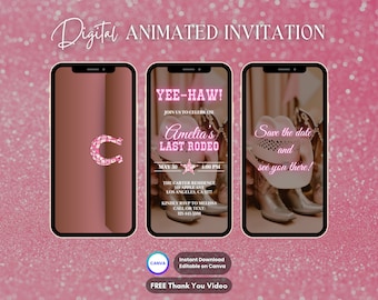 Last Rodeo Invitation, Last Rodeo Animated Invitation, Bachelorette Party Digital Video Invitation, Video Invite Template, Cowgirl Bach