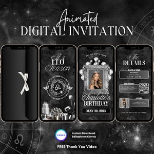 Leo Birthday Invitation, Zodiac Sign Animated Invitation, Leo Season Digital Video Invite, Celestial Evite, Astrology Birthday Invitation