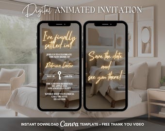 House Warming Invitation, Housewarming Animated Invitation, Editable New House Invitation, Welcome Home Digital Video Invite, Beige New Home