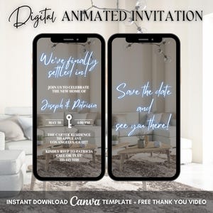 House Warming Invitation, Blue Housewarming Animated Invitation, Editable New Home Invitation, Welcome Home Digital Video Invite, Settled In