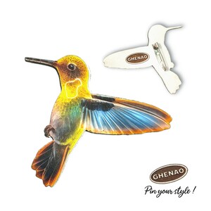 Hummingbird brooch, unique and original fashion accessories, unisex