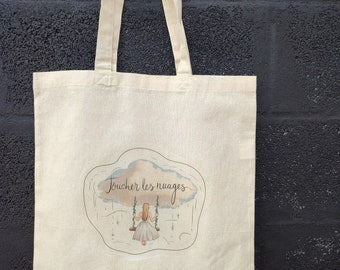 Touch the Clouds Burlap Tote Bag, Inspired by Héléna from Star Academy, Star Academy Tour 2024