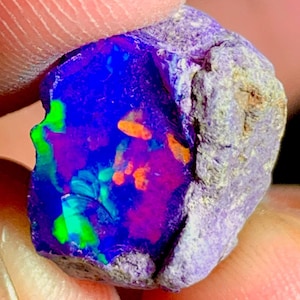 8.80 Ct, 100% Ethiopian Black Opal Rough, Black Opal Specimen, Natural Black Opal Rough, Multi Black Opal, Black Opal Raw For Jewelry Making