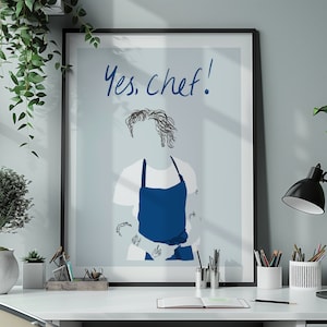 Ja Chef Druck | Der Bär Poster | Gerahmte Küche Wandkunst | Esszimmer Druck | Digitale Kunst | Funky Poster | TV Gedruckt Kunstwerk
