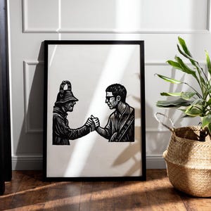 Liam & Noel Gallagher Art Print | Oasis Brothers Poster | 90s Britpop Wall Art | Lino Style Print | Gallagher Duo Decor | Oasis Reunion Gift
