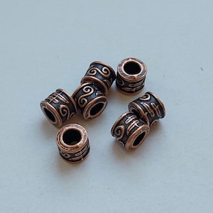 Antique Red Copper Scroll Beads, Large Hole, 8.5x7mm
