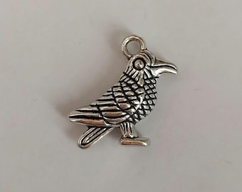 6 oder 30 Anhänger Rabenkrähe, antik silberfarben, 19 x 13 mm