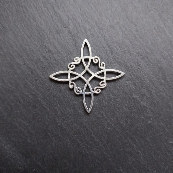 Antique Silver Celtic Knot Charm Pendants, Witch Knot Connectors