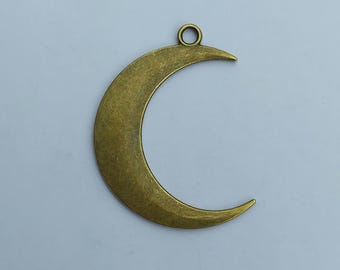 2 or 10 crescent moon pendants, antique bronze, Size 4.3 cm x 3.2 cm