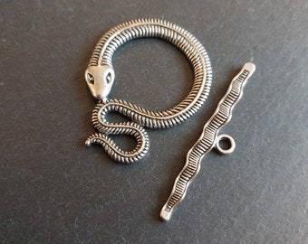 cierres de palanca de aleación de serpiente, chapado en plata de ley de Tailandia, encanto/colgante de cierre de palanca de serpiente, fabricación de collares