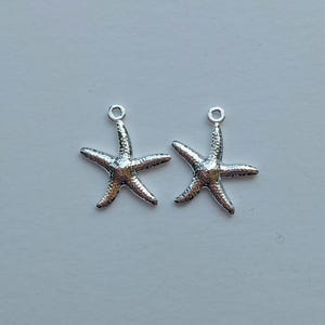 10 Seestern Anhänger aus Edelstahl, silberfarben, 15.5 mm x 17.5 mm
