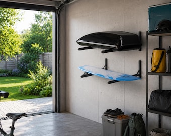 QLS roof box wall mount 82 cm made of steel for storing roof boxes, blue, garden equipment, ski box, sports equipment, surfboard, iSUP