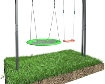 Swing frame, double swing, nest swing frame made of steel, garden furniture frame, 260 cm, grey