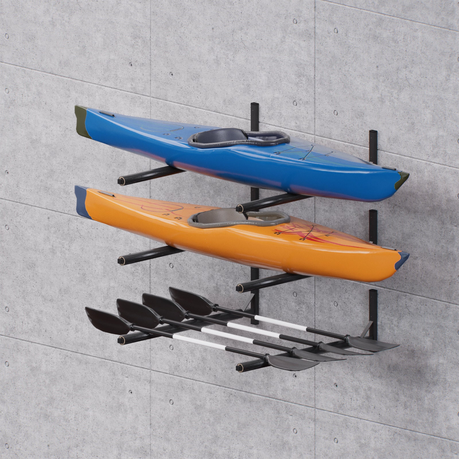 Pair Of Wall-Mounted Cargo Racks For Rooftop Boxes, SUP, Kayak