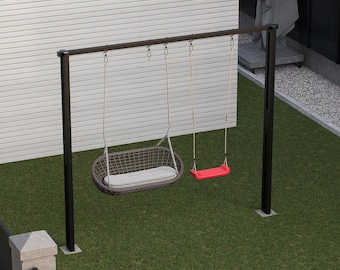 QLS swing frame double swing frame nest swing frame made of steel 260 cm grey black