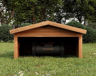 QLS Automower Garage Hout | Weerbestendige carport voor robotmaaiers 100x90x50 cm