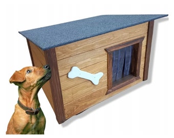 Dog kennel outdoor dog house teak cave winterproof insulated animal house wood comfort and protection perfect for your dog 67 x 52 cm #E10200