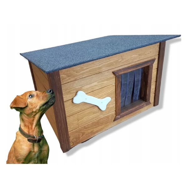 Dog kennel outdoor dog house teak cave winterproof insulated animal house wood comfort and protection perfect for your dog 67 x 52 cm #E10200