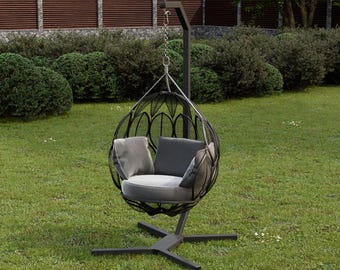 Hanging chair frame made of steel stand with hooks stylish garden balcony or in the living area for indoor and outdoor use swing QLS