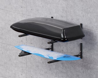 QLS roof box wall mount 82 cm made of steel for storing roof boxes blue garden tools ski box sports equipment surfboard iSUP