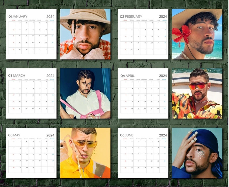 bad-bunny-calendar-2024-bad-bunny-2024-celebrity-wall-etsy-canada