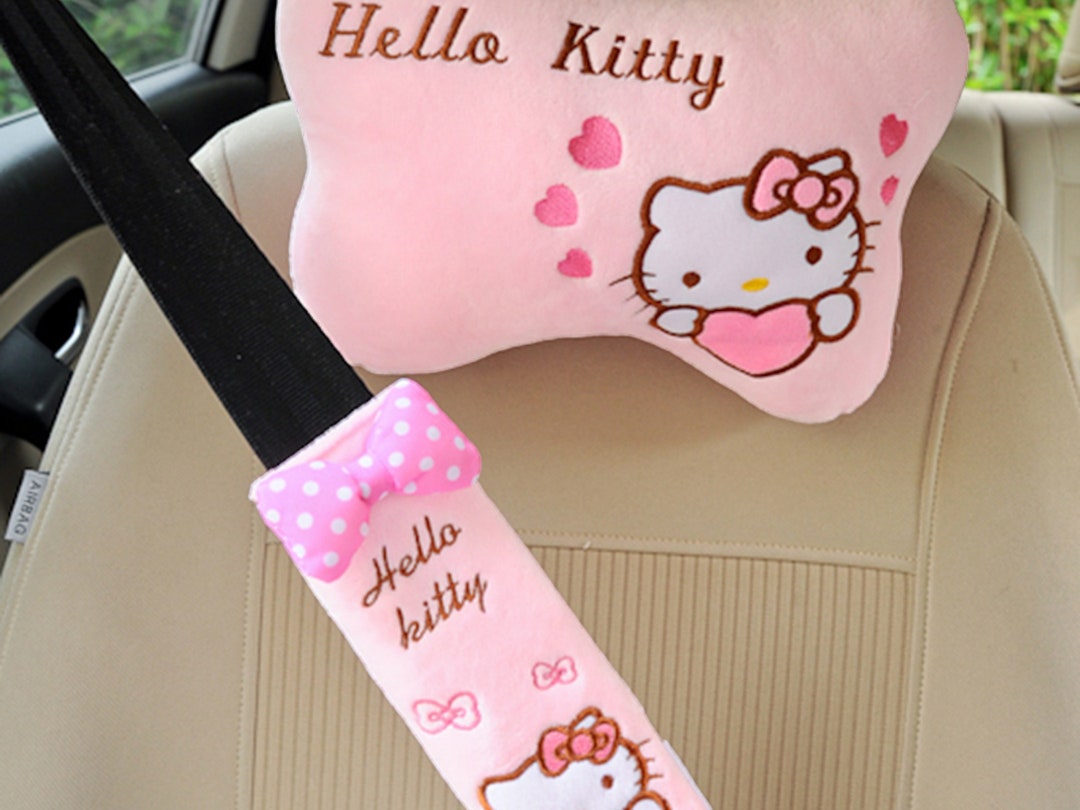Hello Kitty & Kuromi Car Headrest Neck Pillow and Seat Belt Etsy