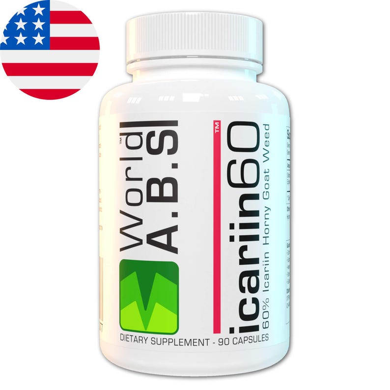 High-strength 60% icariin Horny Goat Weed extract capsules by the World A.B.S brand