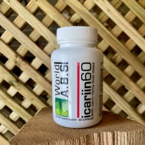 Bottle of World A.B.S icariin 60 Horny Goat Weed capsules