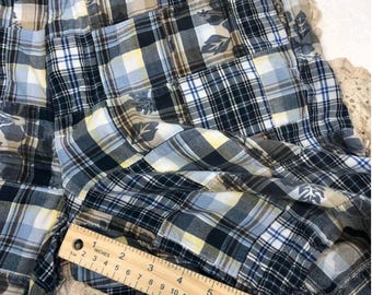 Men's Chaps Y2K Madras Blue Plaid Patchwork Shorts Size 32 Blue