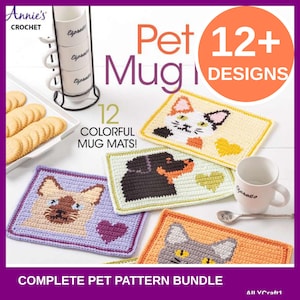 12 patronen gehaakte mok voor huisdieren – honden- en kattenonderzetters (pdf-download)
