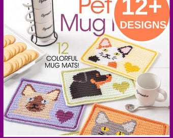12 patrones de posavasos de ganchillo con motivos de mascotas: posavasos de razas de perros y gatos (descarga en PDF)