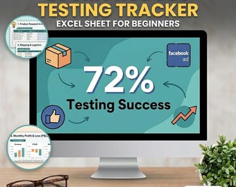 Rastreador de pruebas de productos de comercio electrónico / Hoja de cálculo para dropshipping en Shopify (Descarga digital)