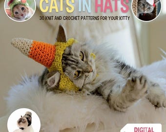 Gatos con sombreros: 30 patrones de punto y ganchillo para tu gatito (descarga instantánea)