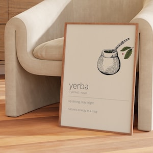 Cartel de Yerba Mate, Amante del mate, Impresión de Yerba Mate, Cartel de Argentina, Cartel de decoración de cocina, Descarga digital, Amante del té, Regalo de café, Holístico