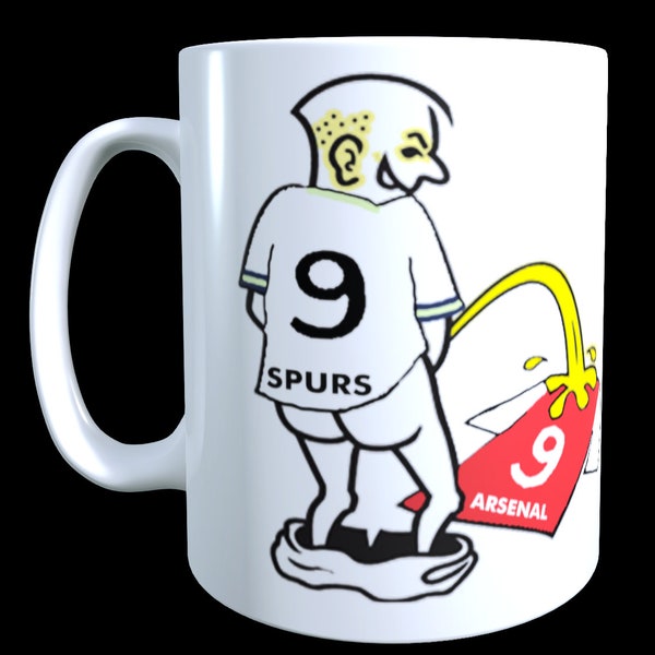 Spurs pee on Arsenal Novelty Mug / Football Pee on Mug / Fan Rivalry Wee On Mug / Secret Santa Gift / Funny Present /Fun Gift Fantastic Item